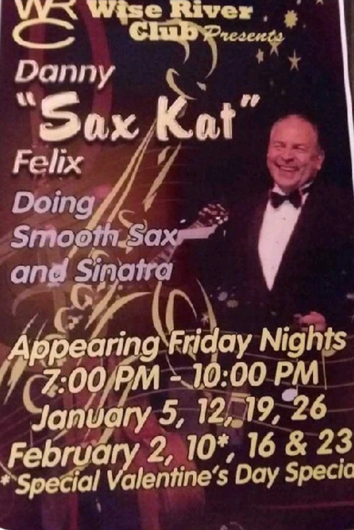 Archival poster featuring Danny Sax Kat Felix and his Smooth Sax and Sinatra performance